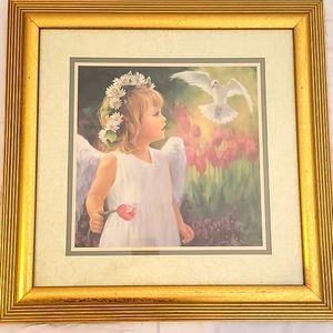 Home Interiors Angel Girl Dove Frame